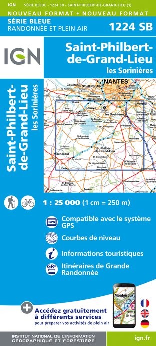 Carte randonnée Saint-Philbert-de-Grand-Lieu/Les Sorinières | série Bleue IGN