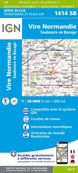 Carte randonnée Vire/Saint-Sever Calvados | série Bleue IGN