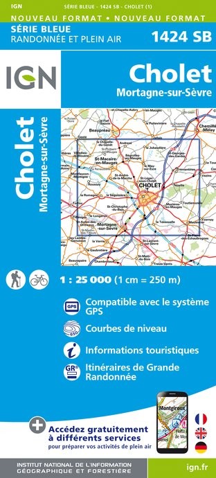 Carte randonnée Cholet/Mortagne sur Sèvre | série Bleue IGN