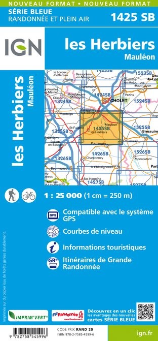 Carte randonnée les Herbiers/Mauléon  | série Bleue IGN