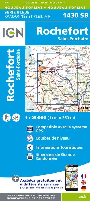 Carte randonnée Rochefort/Saint-Porchaire | série Bleue IGN