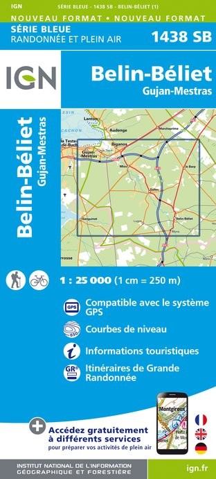 Carte randonnée Belin Beliet | série Bleue IGN