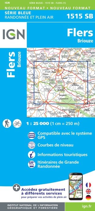 Carte randonnée Flers/Briouze | série Bleue IGN