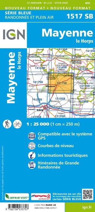 Carte randonnée Mayenne/Le Horpe | série Bleue IGN