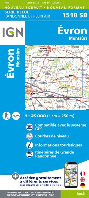 Carte randonnée Evron/Montsûrs | série Bleue IGN