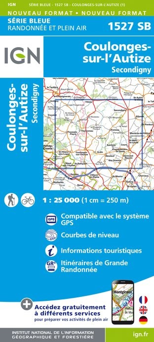 Carte randonnée Coulonges sur l'Autize/Secondigny | série Bleue IGN