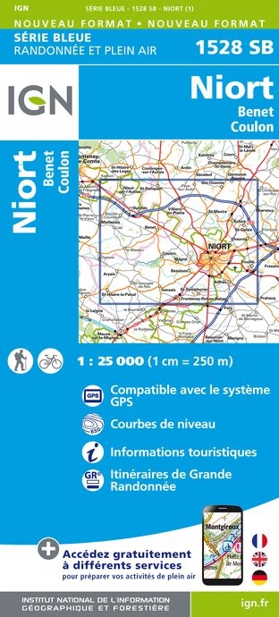 Carte randonnée Niort/Benet/Coulon | série Bleue IGN