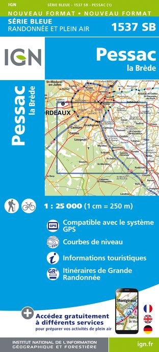 Carte randonnée Pessac/La Brède | série Bleue IGN