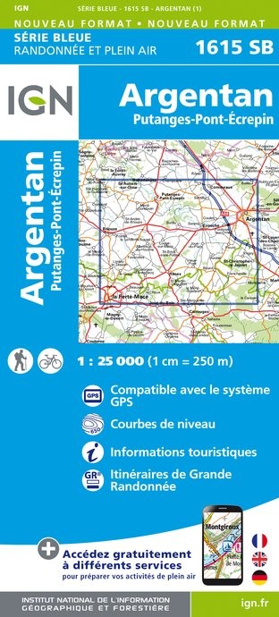 Carte randonnée Argentan/Putances Pont Ecrepin | série Bleue IGN