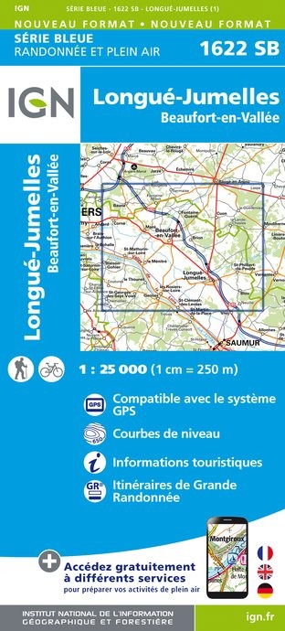 Carte randonnée Longue/Jumelles/Beaufort en Vallée | série Bleue IGN