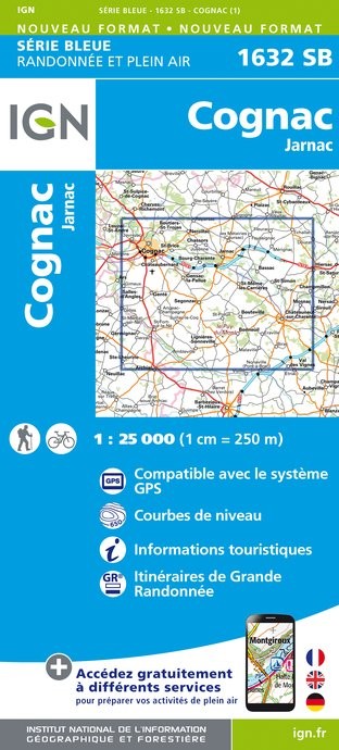 Carte randonnée Cognac/Jarnac | série Bleue IGN