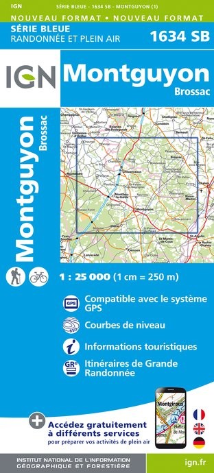 Carte randonnée Montguyon/Brossac | série Bleue IGN