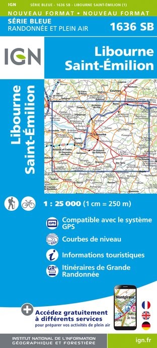 Carte randonnée Libourne/Saint-Emilion | série Bleue IGN