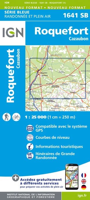 Carte randonnée Roquefort/Cazaubon | série Bleue IGN