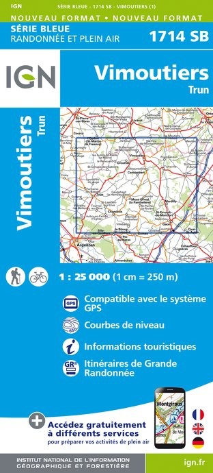 Carte randonnée Vimoutiers Trun | série Bleue IGN