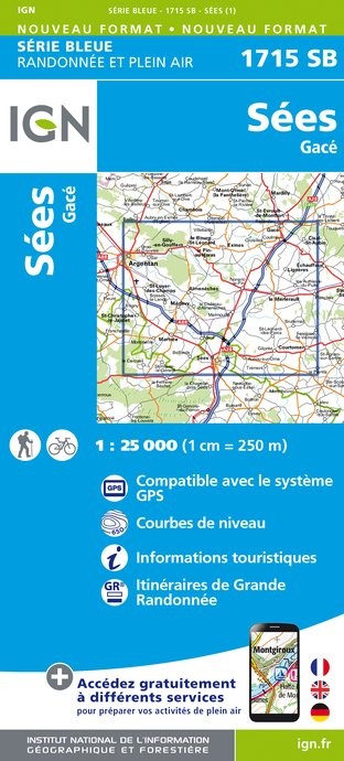 Carte randonnée Sées / Gacé | série Bleue IGN