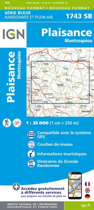 Carte randonnée Plaisance / Montesquiou | série Bleue IGN