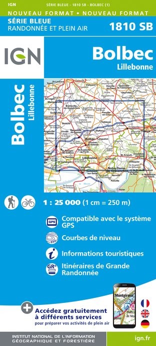 Carte randonnée Bolbec/Lillebonne | série Bleue IGN