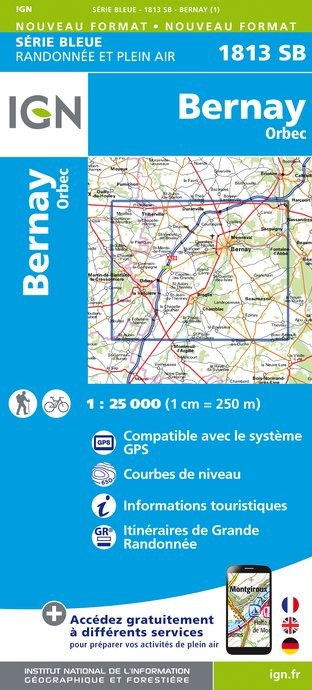 Carte randonnée Bernay/Orbec | série Bleue IGN