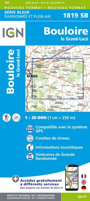 Carte randonnée Bouloire/Le Grand Lucé | série Bleue IGN