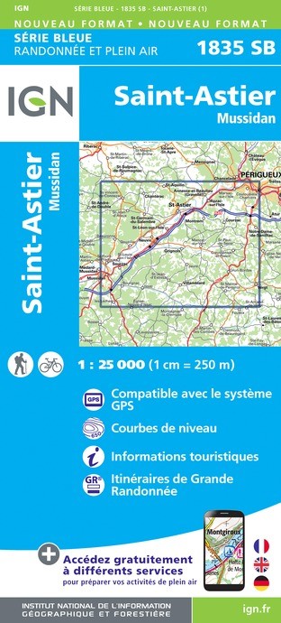 Carte randonnée Périgueux/Mussidan | série Bleue IGN