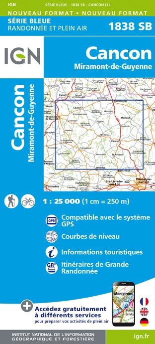 Carte randonnée Cancon - Miramont de Guyenne | série Bleue IGN