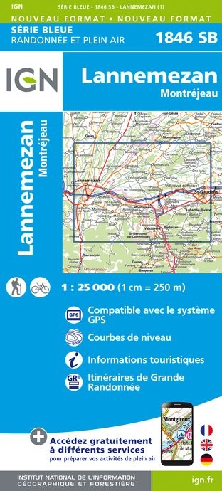 Carte randonnée Lannemezan/Montrejeau | série Bleue IGN