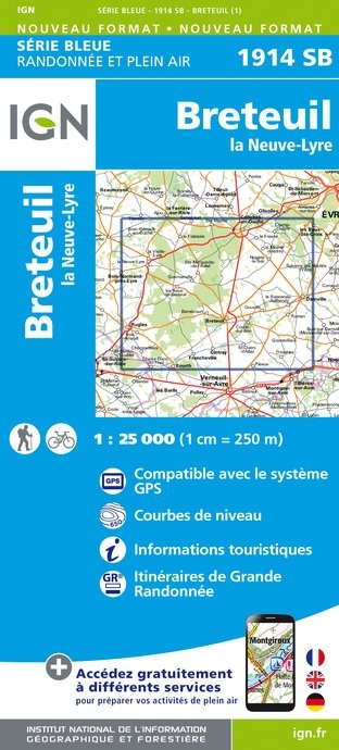 Carte randonnée Breteuil/La Neuve Lyre | série Bleue IGN