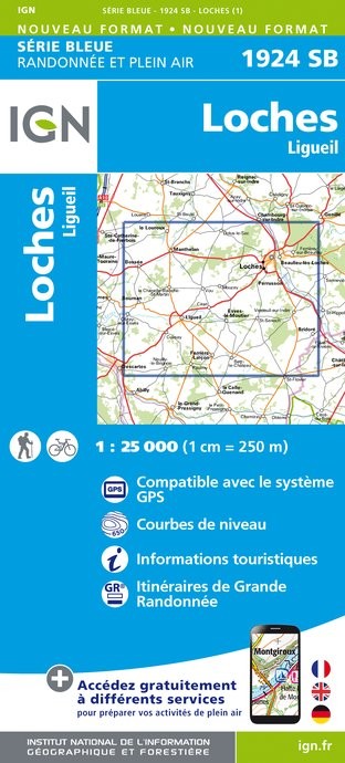 Carte randonnée Loches/Ligueil | série Bleue IGN