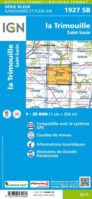 Carte randonnée La Trimouille/St Savin | série Bleue IGN