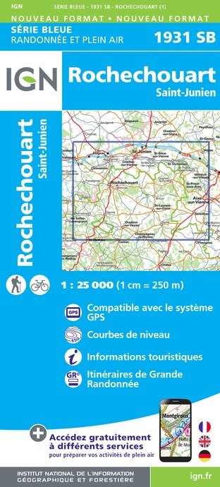 Carte randonnée Rochechouart/St-Junien | série Bleue IGN