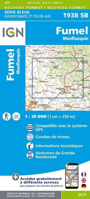 Carte randonnée Fumel/Monflanquin | série Bleue IGN