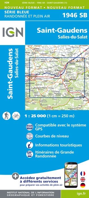 Carte randonnée Saint Gaudens/Salies du Salat | série Bleue IGN