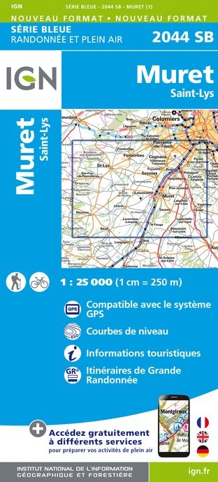 Carte randonnée Muret/Saint-Lys | série Bleue IGN