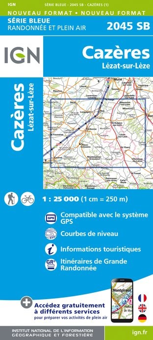 Carte randonnée Cazères/Lezat sur Léze | série Bleue IGN