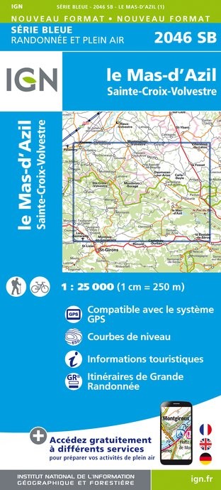 Carte randonnée Le Mas d'Azil/Sainte-Croix-Volvestre | série Bleue IGN