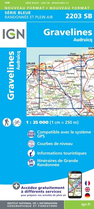 Carte randonnée Gravelines.Audruicq | série Bleue IGN