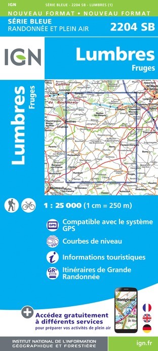 Carte randonnée Lumbres.Fruges | série Bleue IGN