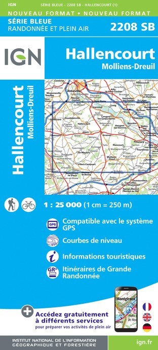 Carte randonnée Hallencourt.Molliens-Dreuil | série Bleue IGN