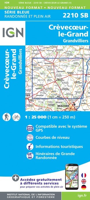 Carte randonnée Crèvecœœur-le-Grand.Grandvilliers  | série Bleue IGN