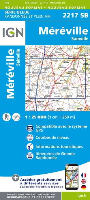 Carte randonnée Etampes/Méréville/Sainville | série Bleue IGN