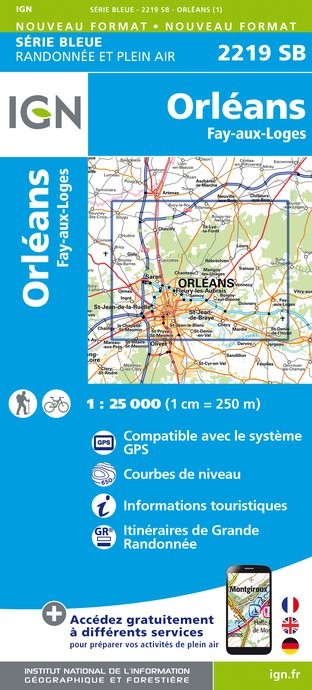 Carte randonnée Orléans / Jargeau | série Bleue IGN