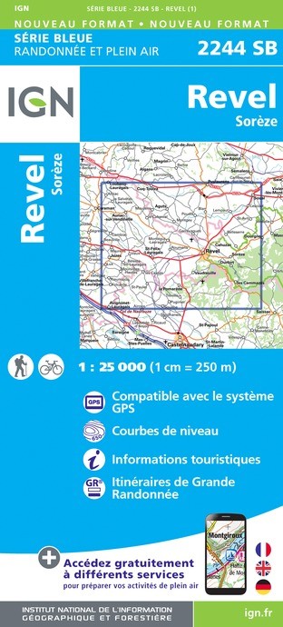 Carte randonnée Revel/Soreze | série Bleue IGN