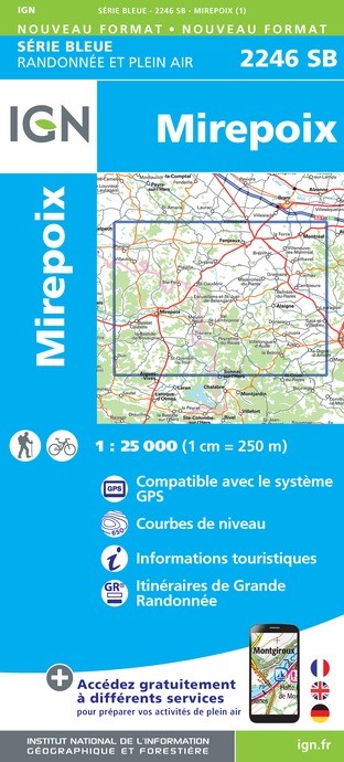 Carte randonnée Mirepoix | série Bleue IGN