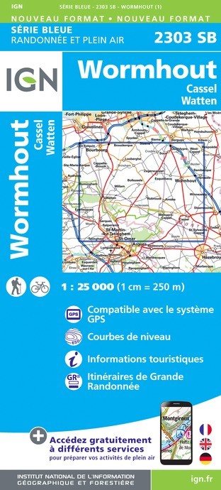 Carte randonnée Wormhout.Cassel.Watten | série Bleue IGN