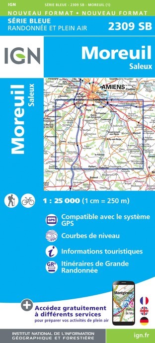 Carte randonnée Moreuil.Saleux  | série Bleue IGN