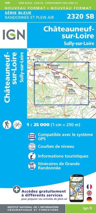 Carte randonnée Châteauneuf-sur-Loire/Sully-sur-Loire | série Bleue IGN