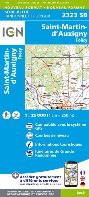 Carte randonnée Saint Martin d'Auxigny / Foécy | série Bleue IGN