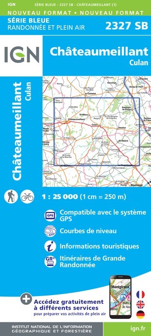 Carte randonnée Châteaumeillant/Culan | série Bleue IGN