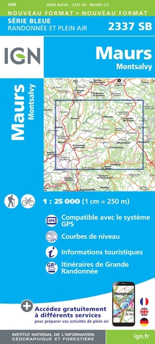 Carte randonnée Montsalvy | série Bleue IGN